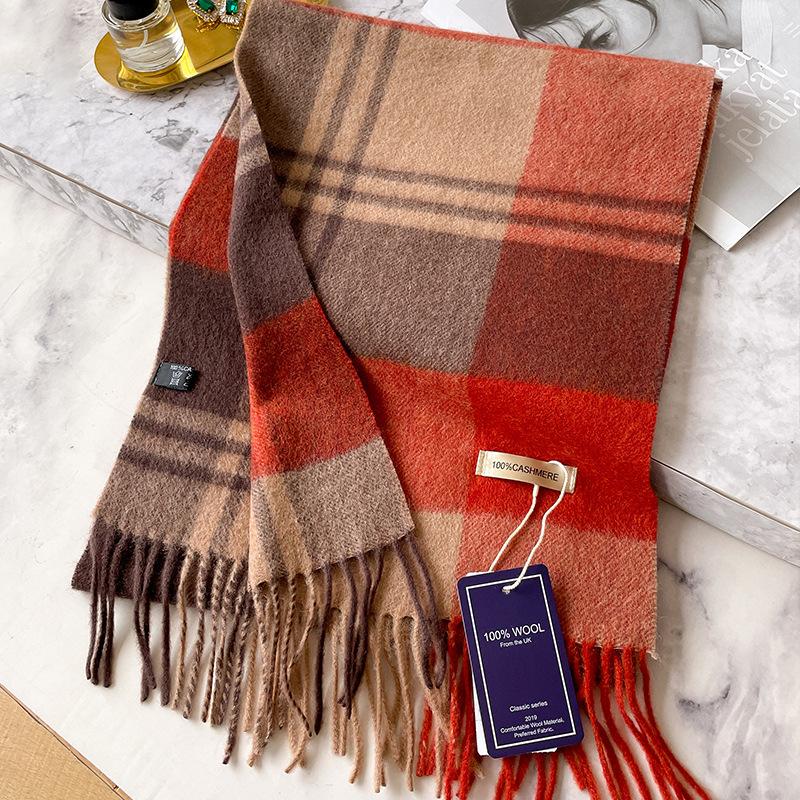 Ankola red plaid pure cashmere scarf women's winter high-end new scarf
