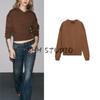 Fall Women's Clothing Idle Style Rib Trim Pure Color Simple Waist Fitted V-neck Long-Sleeve Knitwear 6771140