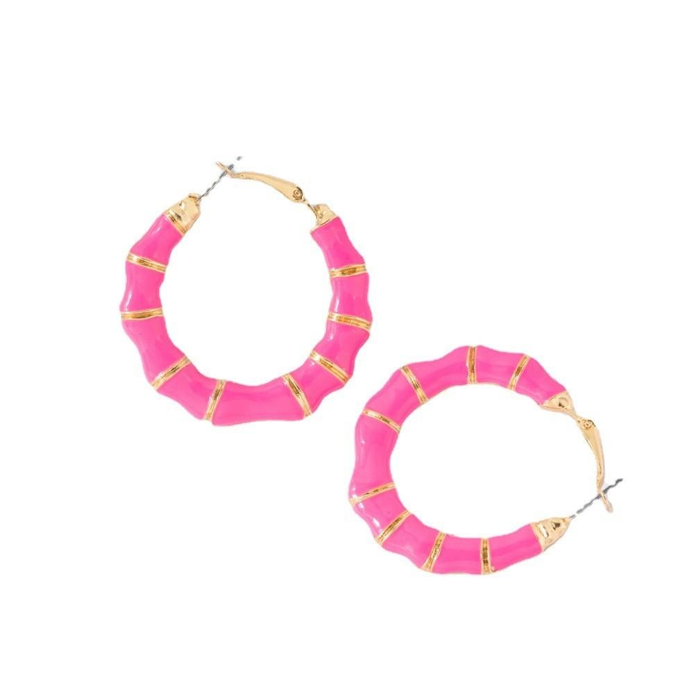 Fashionable Pink Statement Earrings For Women Modern Geometric Jewelry Alloy