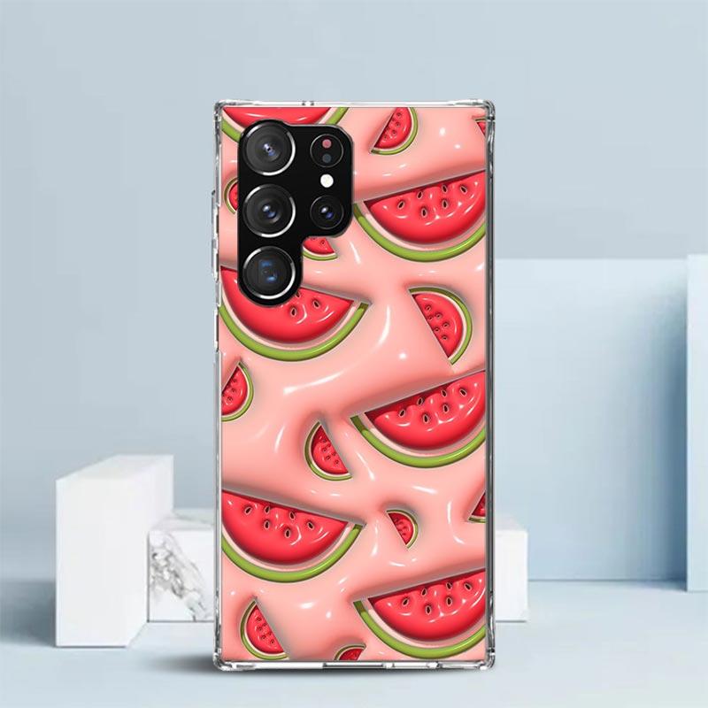 Watermelon Summer Fruit Phone Case For Samsung Galaxy S24 S25 Edge S26 Ultra S22 S23 Plus S21 + S20 FE Soft TPU Back Cover Galax
