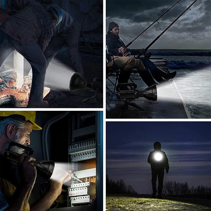 Large LED Flashlight with Foot Support for Convenient Installation, Night Safety Lighting, Home Emergency 4 Modes Suitable for Construction Sites