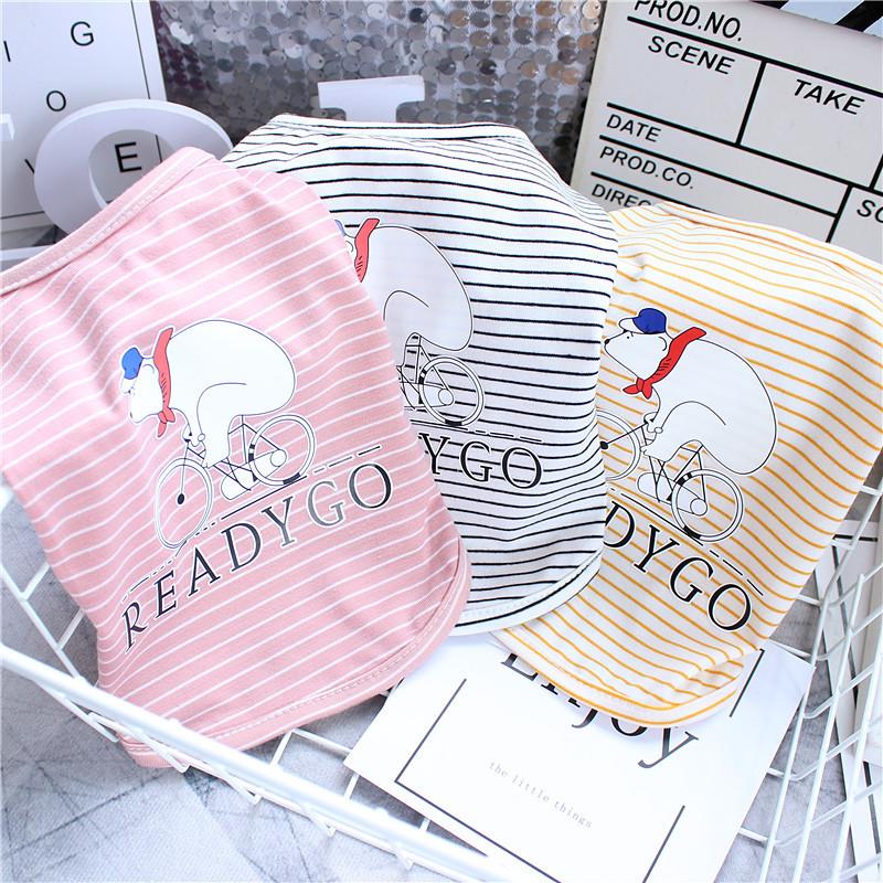 

Striped Pet Teddy Bigbear Pomeranian Small Dog Puppy Dog Clothing Spring Summer Thin Vest XXL-Back Length 40 Bust 53 about 12-7.5 kg чёрный