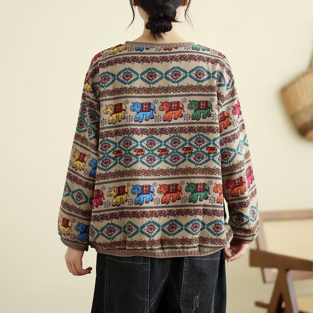 Retro National Style Cotton and Linen Long-sleeved V-neck Bottoming Shirt Women's Spring and Autumn Thin Loose and Thin Linen Pullover T-shirt Top