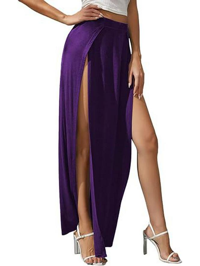 Elegant Women's Irregular Evening Gown - Solid Color Long Dress
