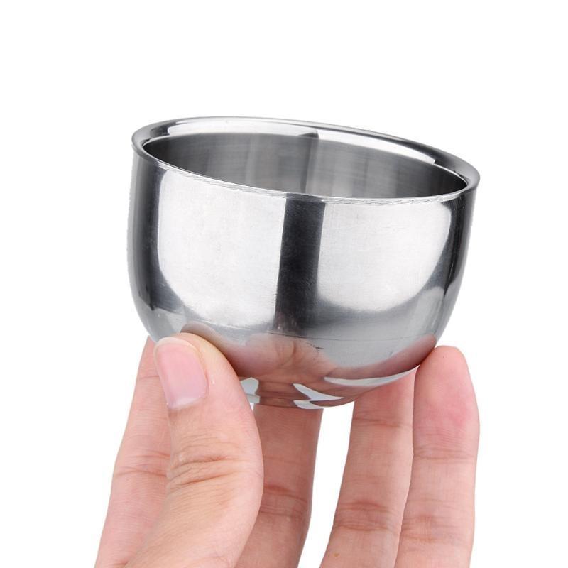 120ML Coffee Milk Mugs Stainless Steel Mini Thickened Double Layer Cup Heat Insulation Mug Bowl