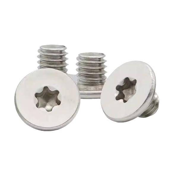 304 Stainless Steel M6x6 Torx Flat Head Reverse Thread Screw, Thin Head, Left Hand Rotation