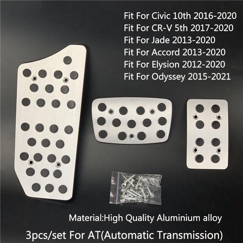 For Honda Civic 2005- LHD Aluminum Pads Pedal Set Gas Accelerator Brake Footrest AT / MT Car Accessories Need Drilling