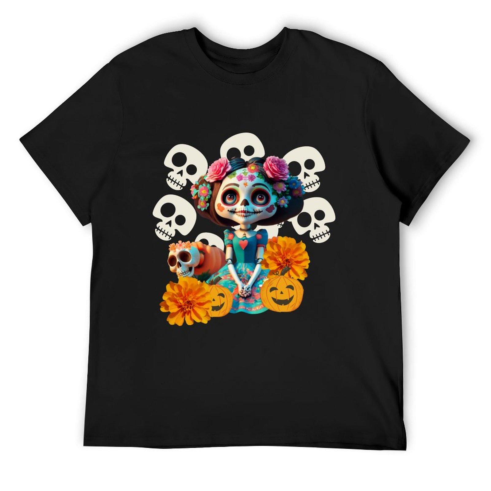 

Catrina Mexican Doll T-Shirt plus sizes blue archive black t-shirts for men 4XL
