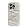 Pearl White Folds Texture Case For iPhone 16  14 11  Pro Max 15 Plus Stylish Glossy Soft TPU Phone Back Cover