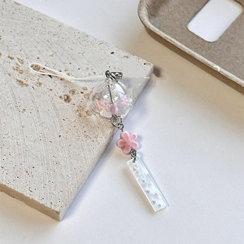 Transparent Keychain Cute Wind Chime Pendant Keyring Mobile Phone Lanyard Kawaii Bag Decorative Accessories Home Decorations