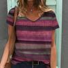 Dames Print V-hals Korte Mouw Casual Losse Tuniek Tops