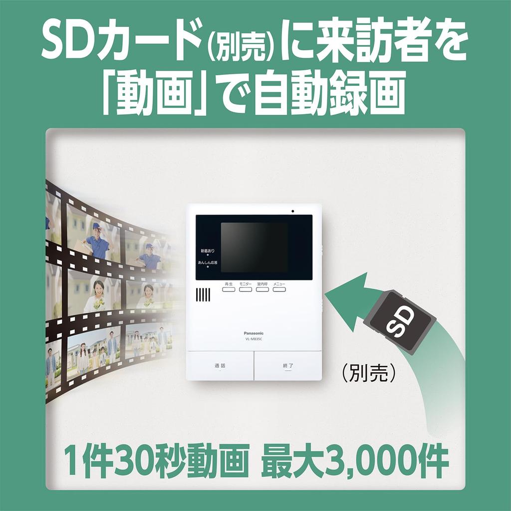 Panasonic Video Doorphone with Delivery Request Function, Monitor Main Unit, and Camera Entrance Unit (Standard Type) Set VL-B35CF