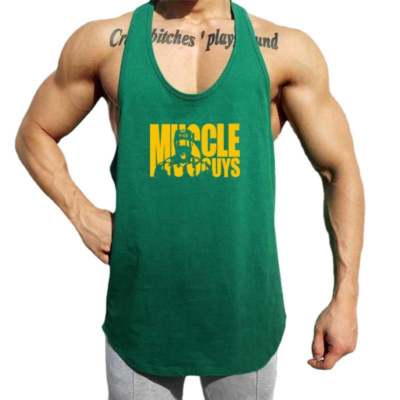 

Новое поступление, плотный сетчатый жилет с принтом для мужчин, быстросохнущий, бодибилдинг, фитнес, дышащий, летний, модный, повседневный жилет XXL зелёный