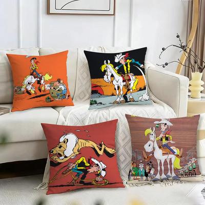 LUCKY LUKE CARTOON Cushion Cover Reversible Plush Pillow Cover – For Car, Sofa, Bedroom, Perfect As a Gift.