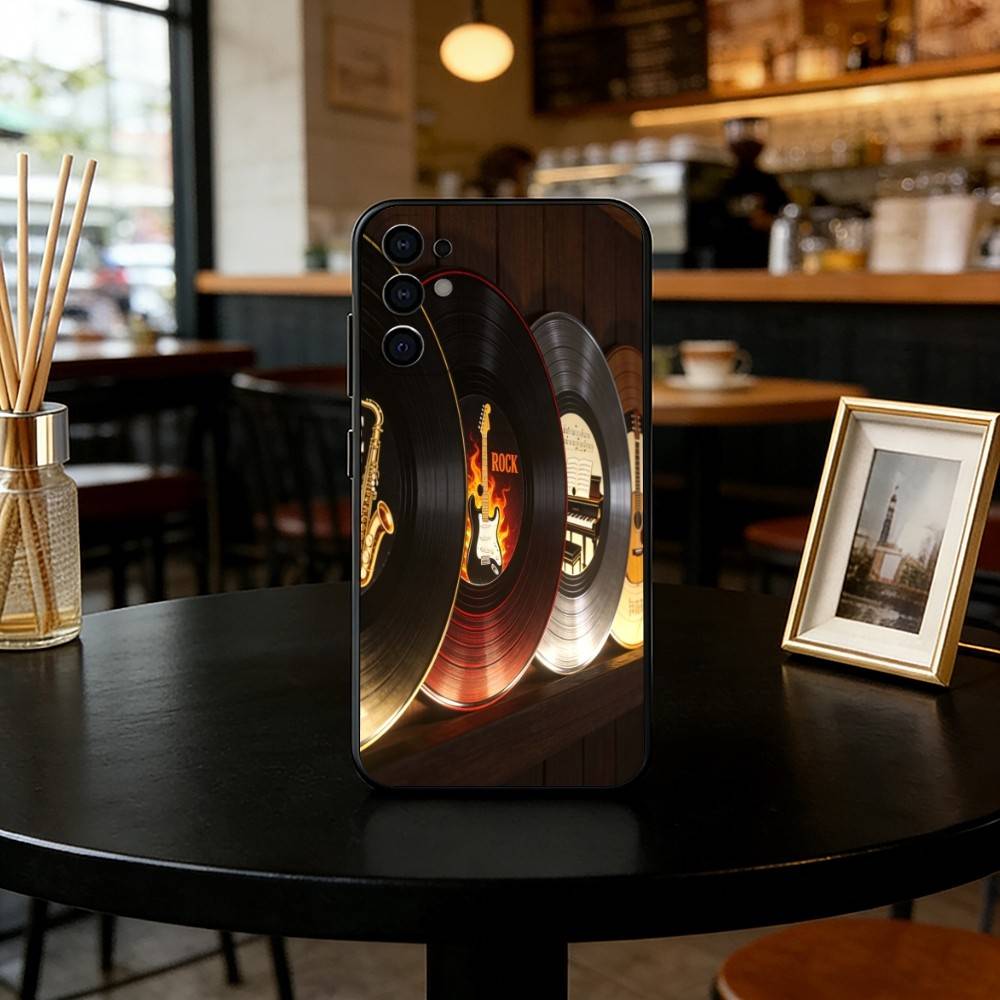 

Vinyl Record Phone Case For Samsung S25,S24,S21,S22,S23,S30,Ultra,S20,Plus,Fe,Soft Silicone Black Cover Samsung S30Ultra5G