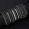 Set di 15 Braccialetti Metallici Sottili Colore Argento per Donna Boho Retro Spesso Intrecciato Catena Cubana Braccialetto Festa Gioielli Trendy Nuovo