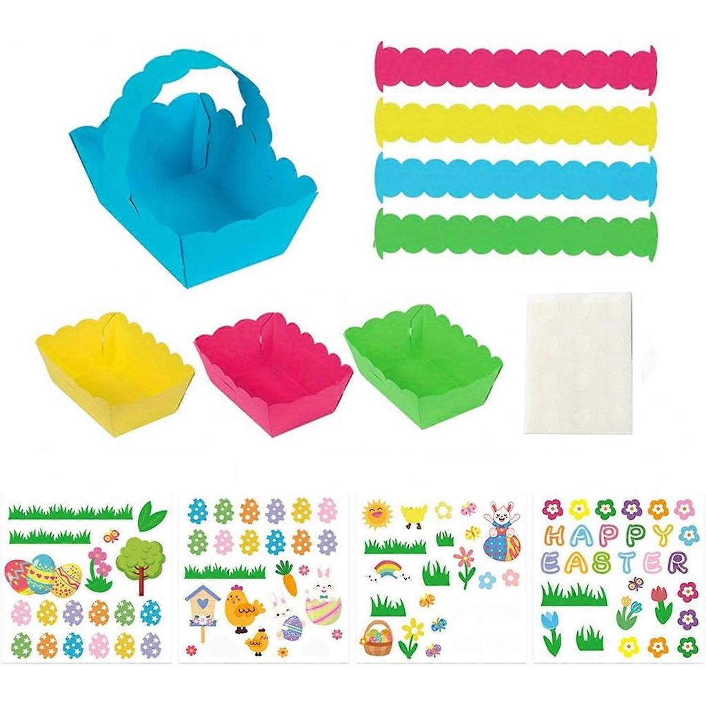 Easter Basket Kit with 8pcs Baskets and Stickers for Handmade Projects, Crafting, and Festival Gift Packaging Toys