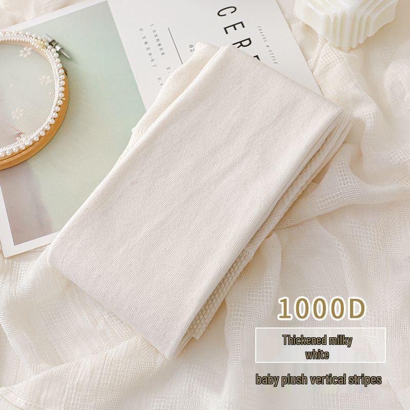 Women's High-Waist Cotton Leggings - Thick, Velvet-Lined, Stirrup Tights In Milk White & Beige for Autumn/Winter