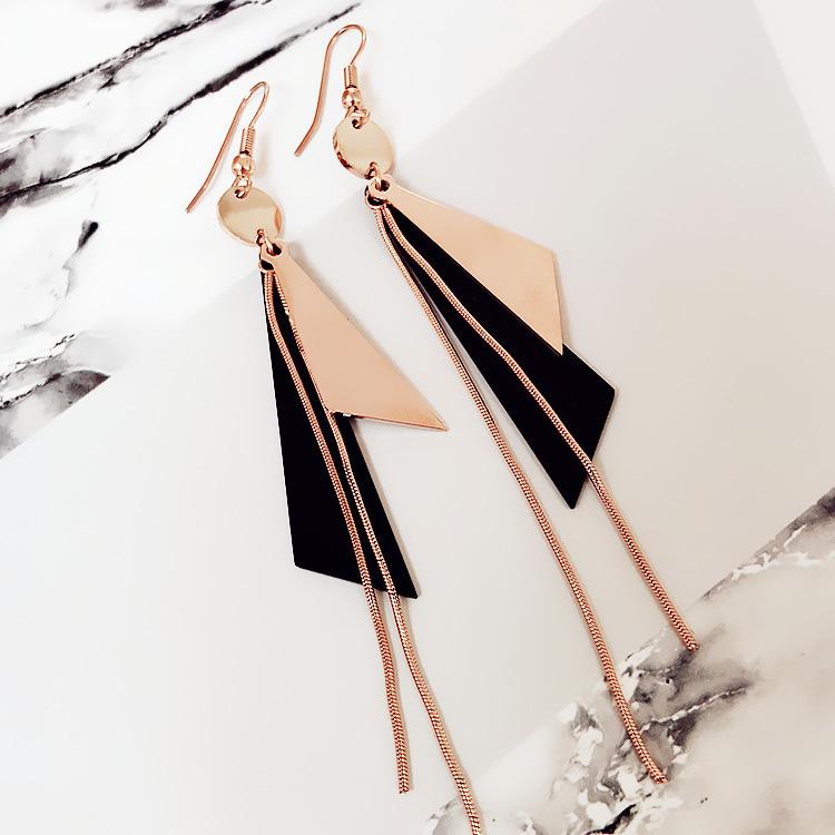 

Jewelry Geometry Triangle Earrings Tassel Long Style Trendy Earnail Sense Temperament Personality Earrings Female