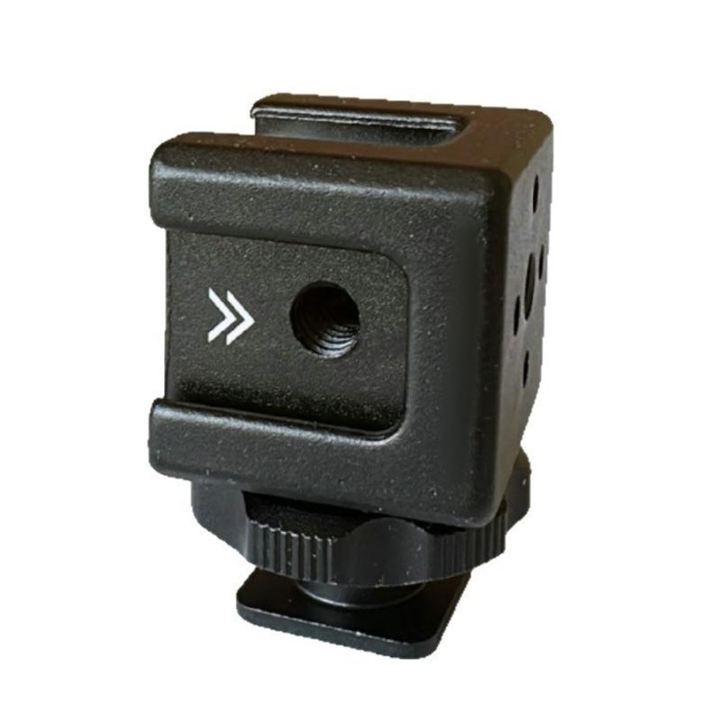 Aluminum Camera Cold Shoe Adapter With 3 Hot Shoe Mounts And 4 Screw Holes For DSLR Rig Accessories Expansion