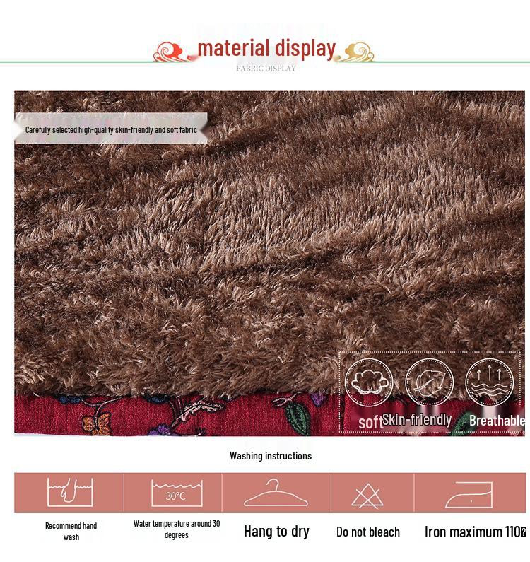 Pure Cotton Jacquard Jacket - Fleece-Lined Winter Coat for Middle-Aged and Elderly Women