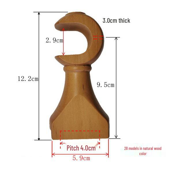 Vintage Solid Wood Curtain Rod with Single/Double Bracket and Decorative Finial