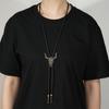Stylish PU Leather Wax Cord Bolo Tie Necklace For Women Men Lightweight Necktie Practical Alloy Chain Jewelry Accessory