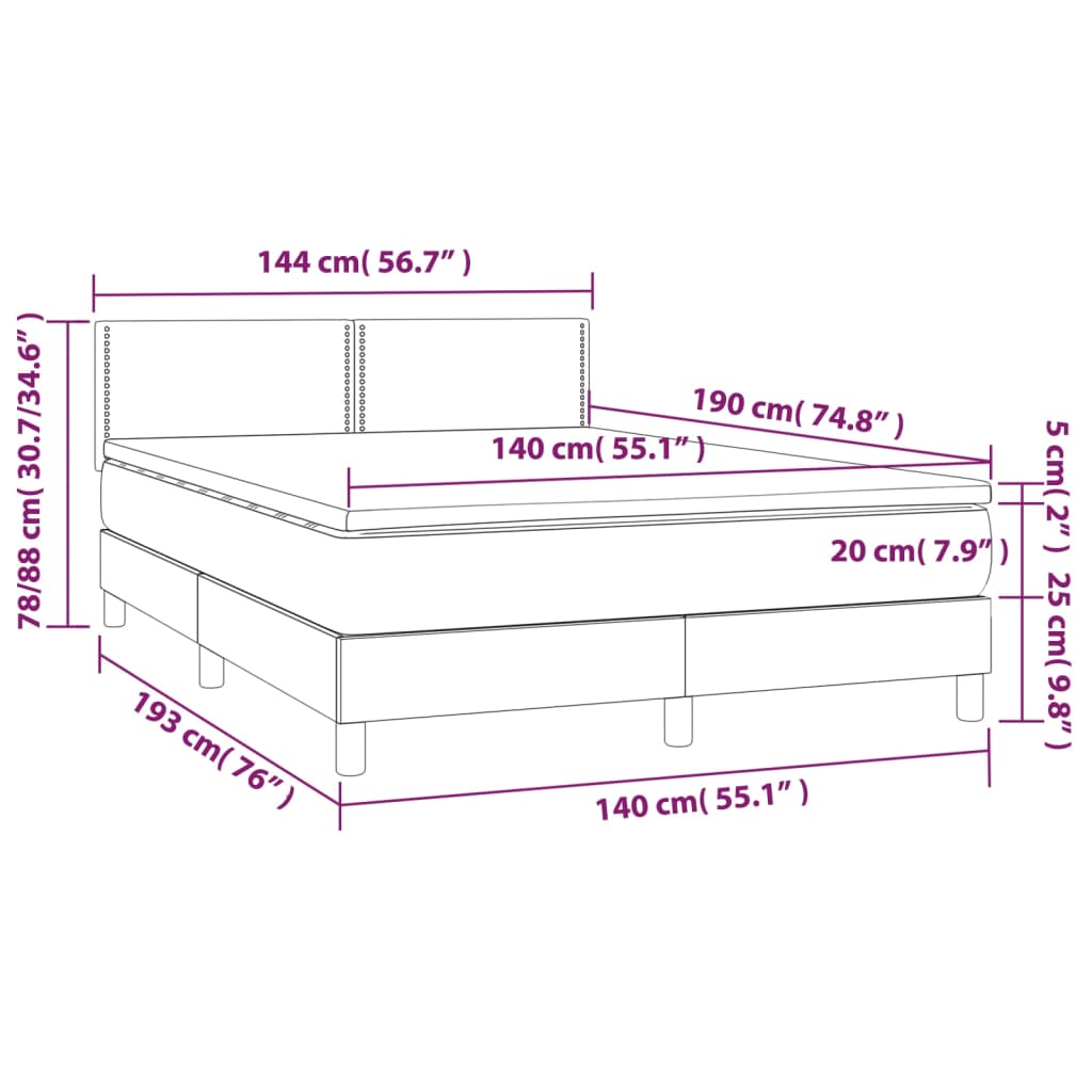 Vidaxl Kontinentalbett Mit Matratze, Schwarz, Stoff, 140X190 Cm