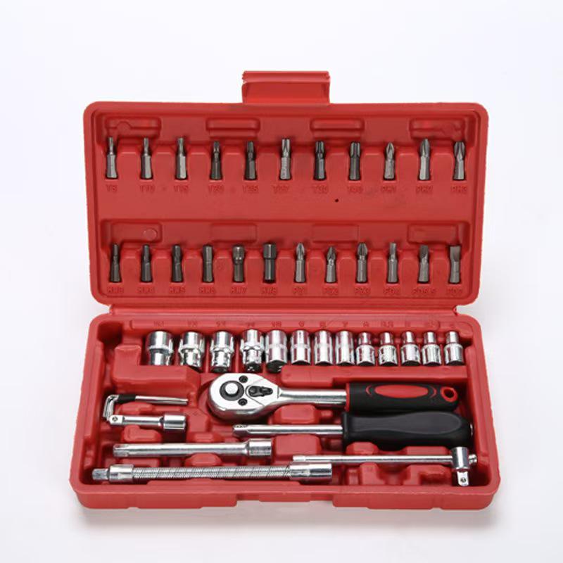 46-Piece Car & Motorcycle Socket Wrench Set for Auto Maintenance and Household Use