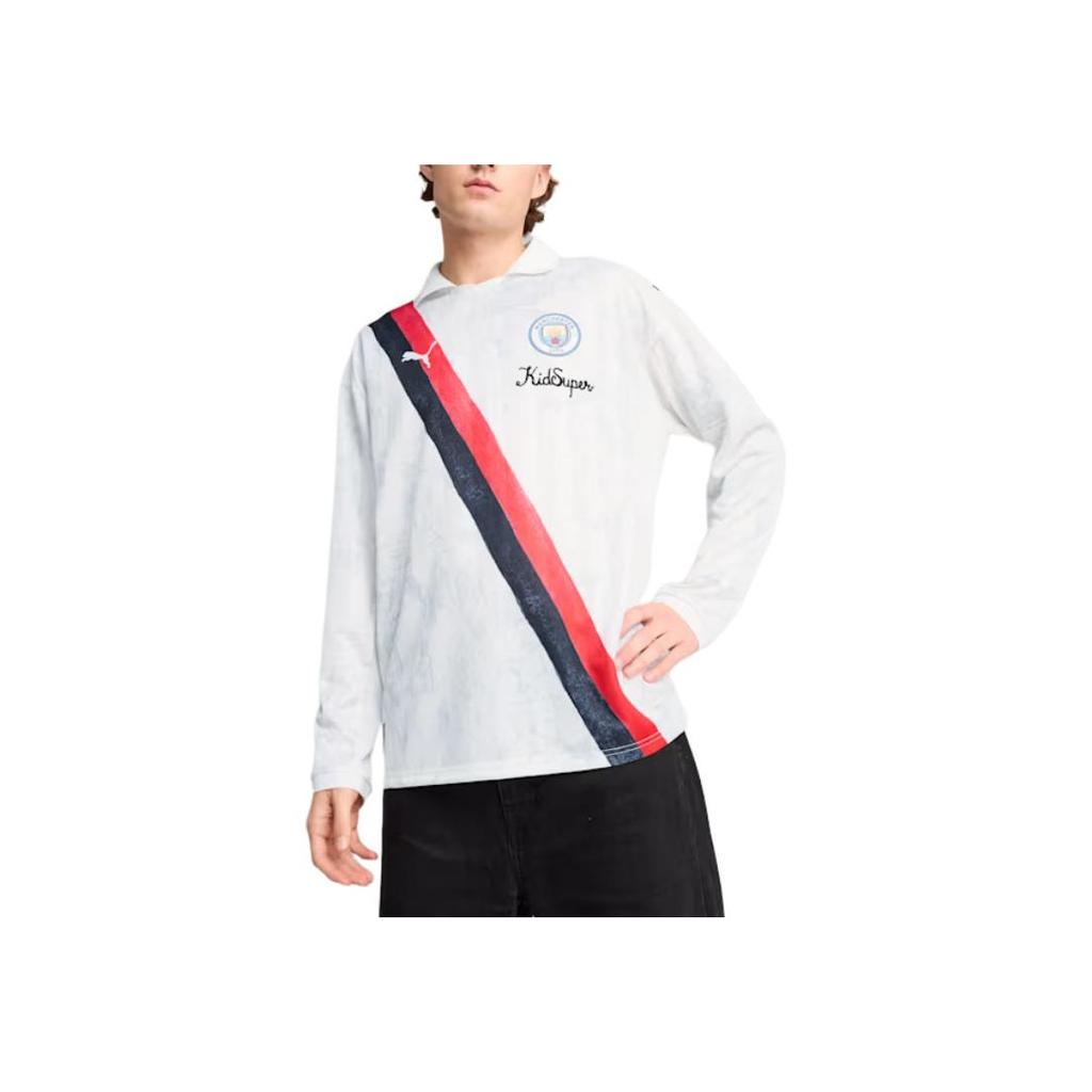 Puma X KidSuper Manchester Retro All-Over Print Logo Long Sleeve Football Shirt Men tops 60685007