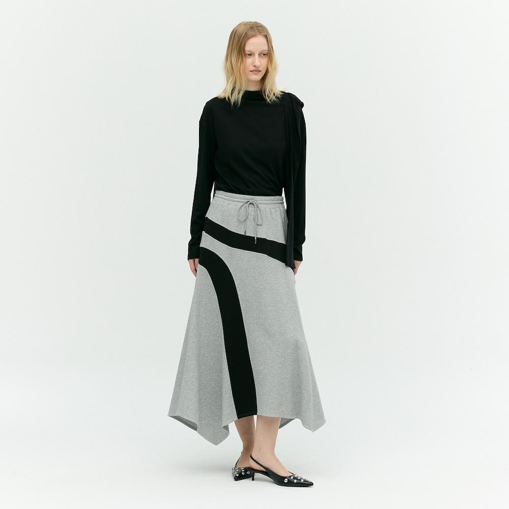 Ibiem Cutout Contrast Flare Skirt Emp9Wsk100