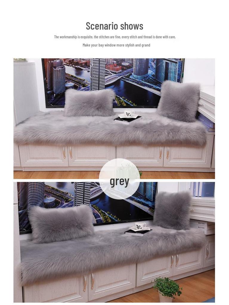 Faux Wool Sheepskin Long Pile Floor Mat for Living Room, Bedroom, Bedside, or Bay Window Tatami.