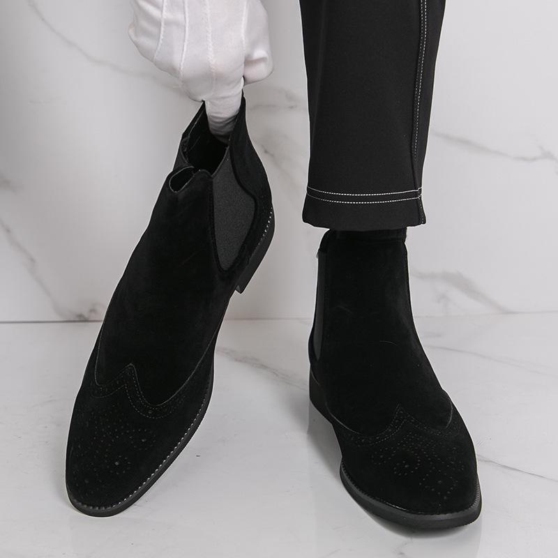 Men's Frosted Leather Martin & Chelsea Boots - High-Top, Plus Size, Autumn/Winter 2025 Fashion