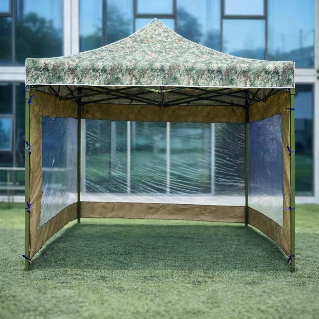 Camouflage Four-Corner Telescopic Tent with Side Walls – Cold Protection, Sun Shade, Waterproof Oxford Cloth
