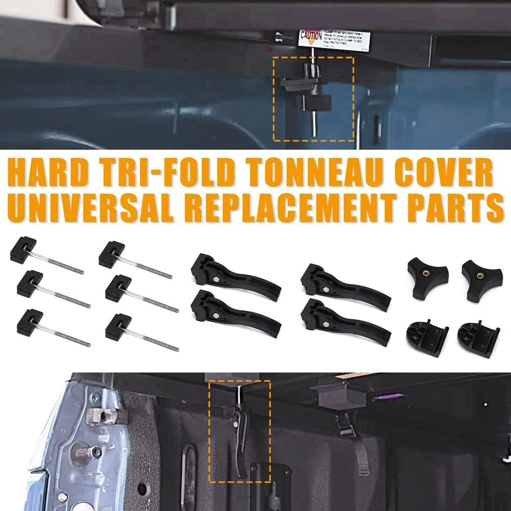 Truck Tonneau Cover Replacement Tallation Accessory For Hard Tri-Fold Tonneau Cover Include Rear Clamp Front Clamp T-Bolts