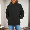 Women's Fashionable Casual Solid Color Round Neck Long Sleeved Pocket Sports Casual Pullover Sweatshirt Top