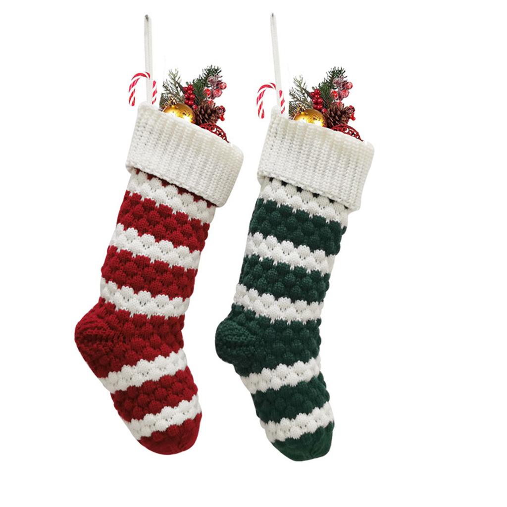 Christmas Stockings Gift Bag 18 Inches Large Size Cable Knitted Stocking for New Year Holiday Christmas Party Decoration