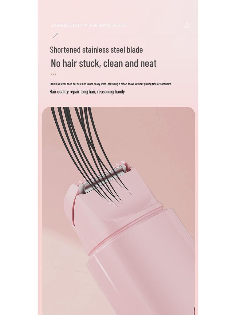 Portable Double Head Wireless Charging Mini Electric Pubic Hair Shaver for Women