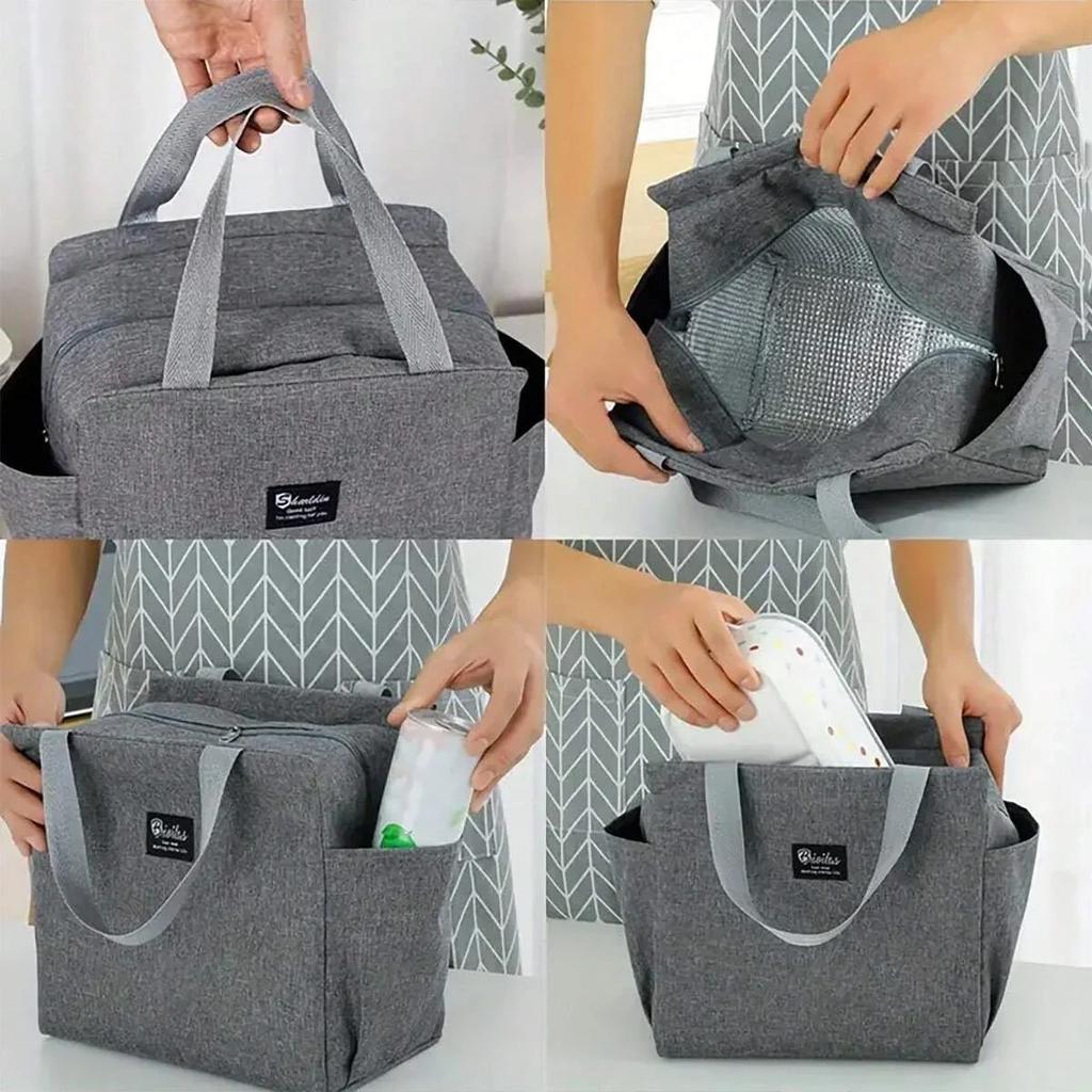 1pc - Portable lunch box bag, lunch bag, handheld lunch box bag, insulated bag, lunch storage bag for work and school