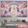 1pc, 2D flat, fairytale unicorn-themed rainbow and castle polyester backdrop, suitable for magical birthday celebrations, wsj