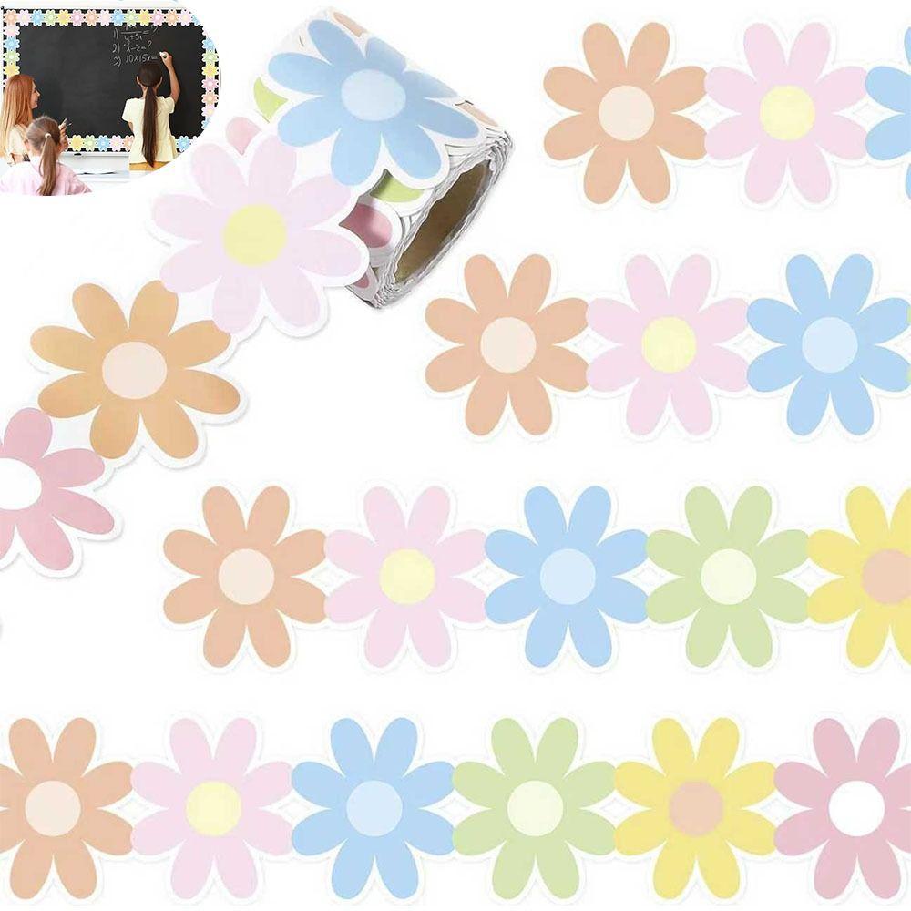 Colored Poster Border Stickers Flower DIY Black Board Decorative Stickers Waterproof Wavy Edge Paper