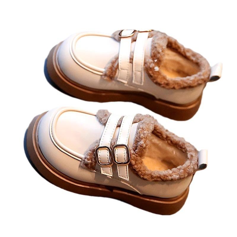 Dětské 2024 Podzimní Značkové Dívčí Protiskluzové Kožené Boty Silné Plyšové Kojenecké Zimní Boty Teplé Trendy S Měkkou Podrážkou Dívčí Tenisky