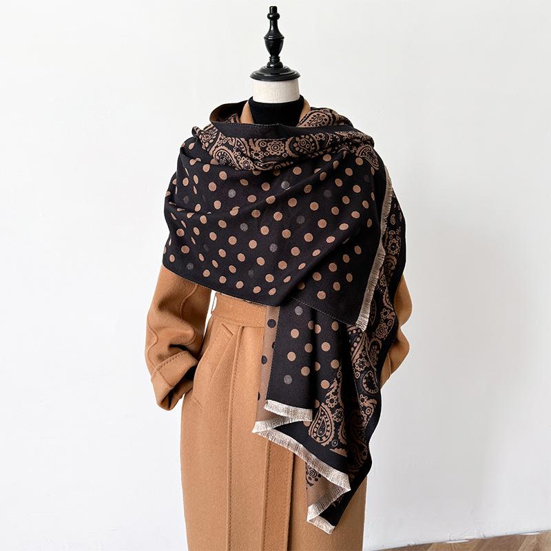 Korean Version Of Light Luxury Contrasting Colors, Double-Sided Imitation Cashmere Scarf, Winter High-End Warm Shawl