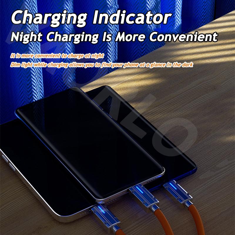 6A 120W Super Fast Charging Cable Zinc Alloy USB To IOS Type C Micro Multi-function Cable All In 1 Charger With Cable Organizer