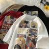 Cartoon Print Oversized Heavyweight Cotton T-Shirt - Summer Loose Fit Short Sleeve
