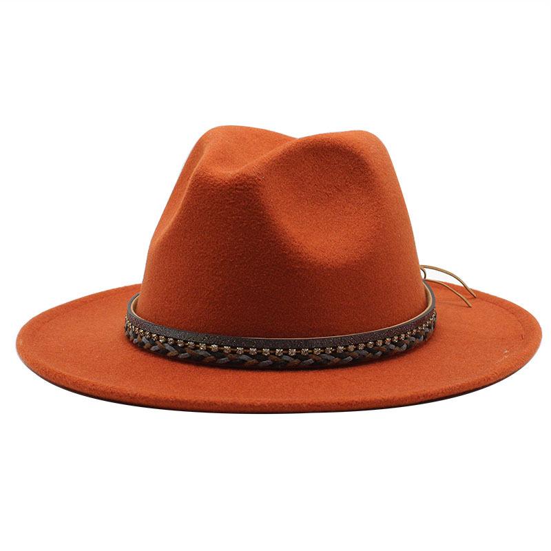 Wish Ethnic Minority Style Men And Women Couple Big Edge Jazz Hat Wool Top Hat
