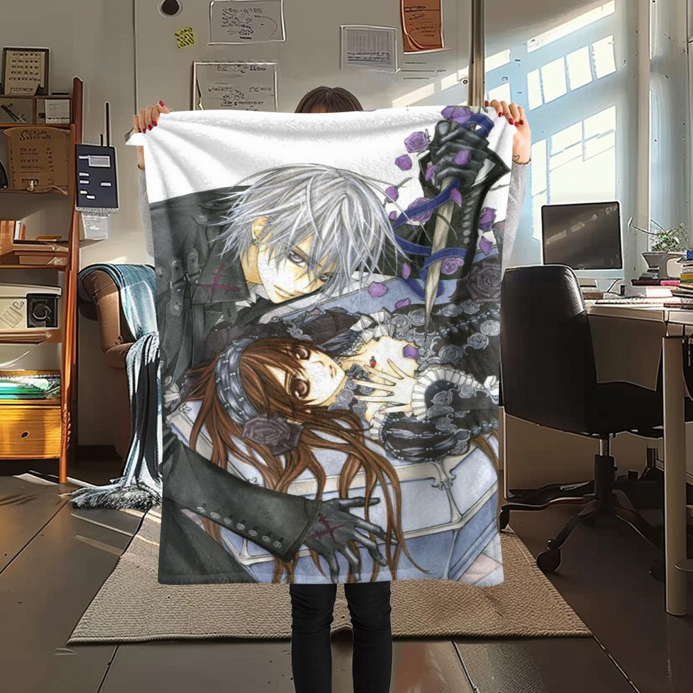1PC Vampire Knight Print Flannel Blanket, High quality Comfortable for All Seasons, Home Decor, Warmth and Comfort, Perfect for Christmas Gifts235