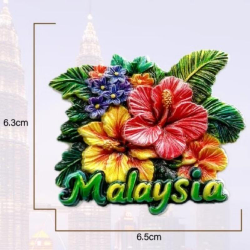 Malaysia Fridge Stickers Kuala Lumpur Travel Souvenirs Hibiscus Flowers Petronas Twin Towers Fridge Magnets Wedding Gifts