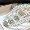 Vintage High Quality Strong Light Artificial Crystal Pearl Sweater Chain Necklace Collarbone Chain