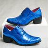 British Designer Trend New Men's Pointed Gold Silver Blue Leather Elevator Shoes for Men Luxury Wedding Prom Homecoming Footwear